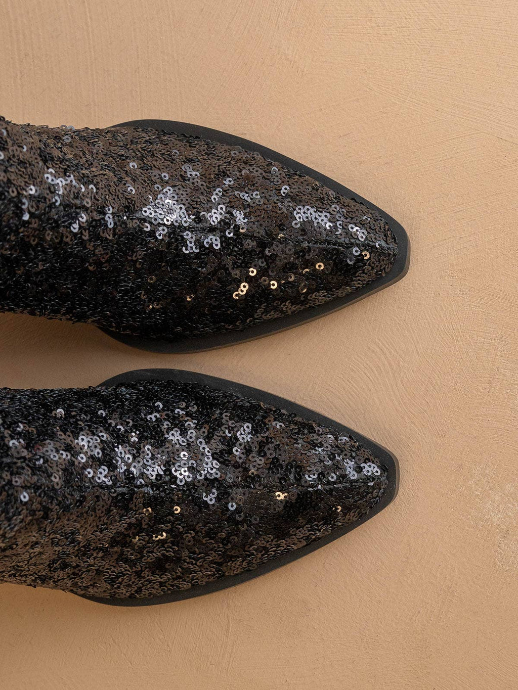The Jewel Black Knee High Sequin Boot
