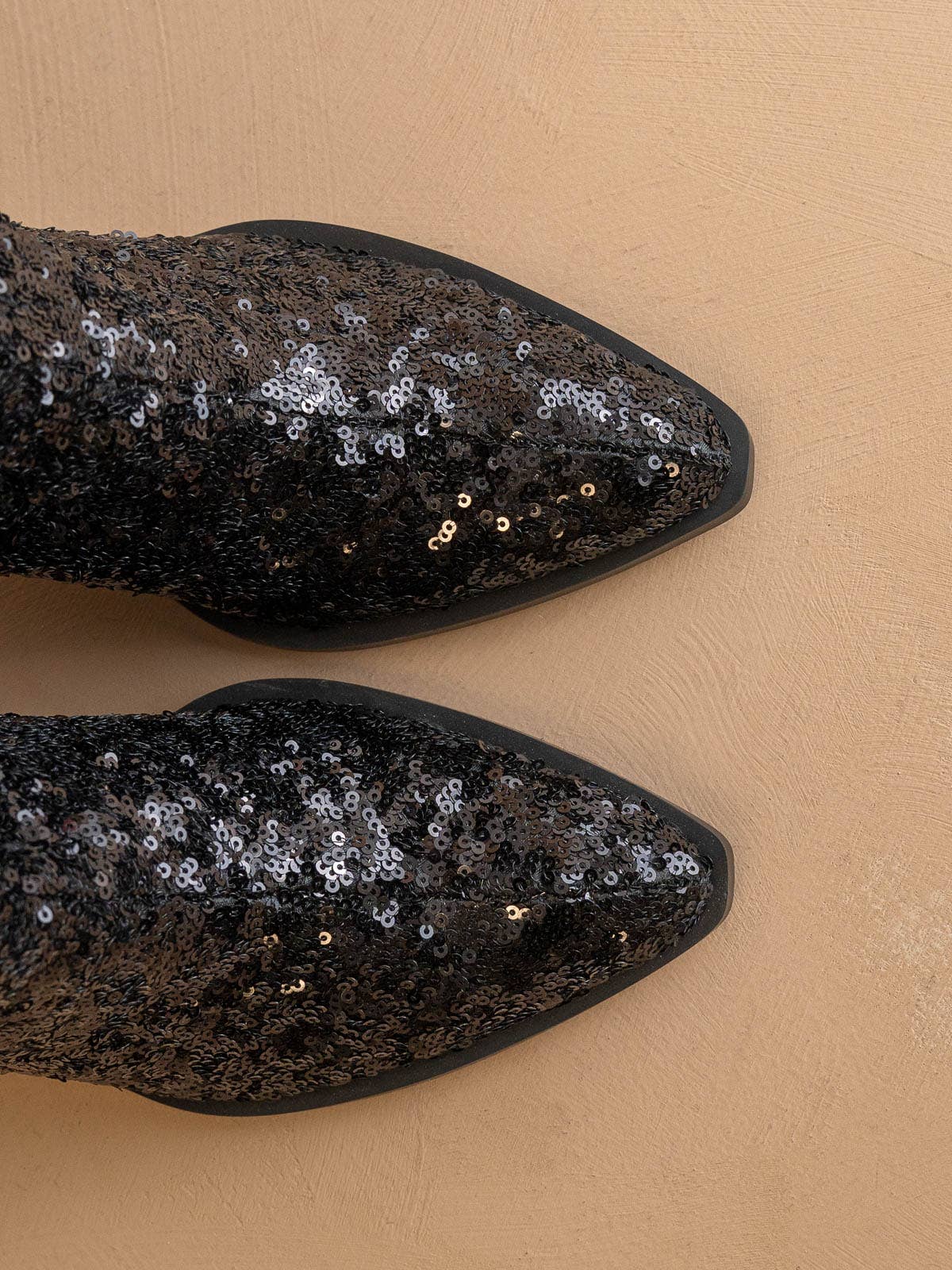 The Jewel Black Knee High Sequin Boot