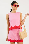 Scallop Two Piece Set- Pink/Red