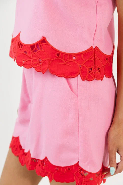 Scallop Two Piece Set- Pink/Red