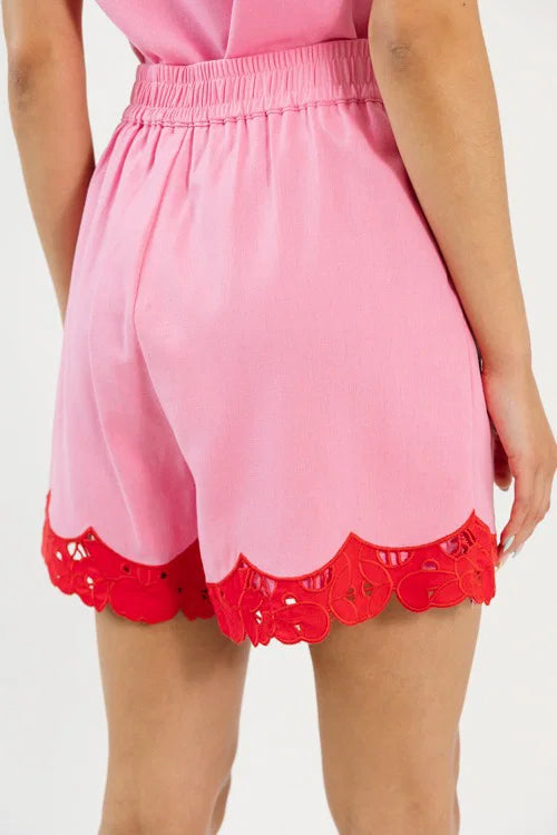 Scallop Two Piece Set- Pink/Red