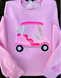 Preppy Golf Cart Sweatshirt- Pink