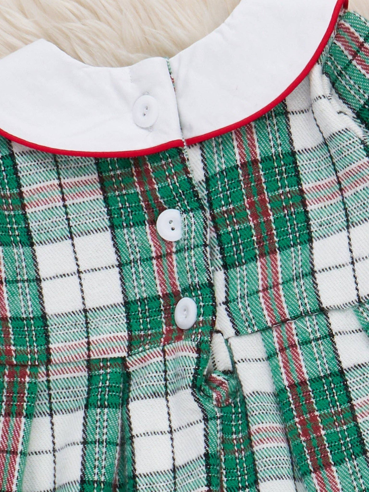 Christmas Plaid Romper- Green/White