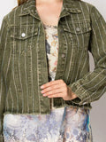 Denim Jacket With Mesh Stone Sleeves