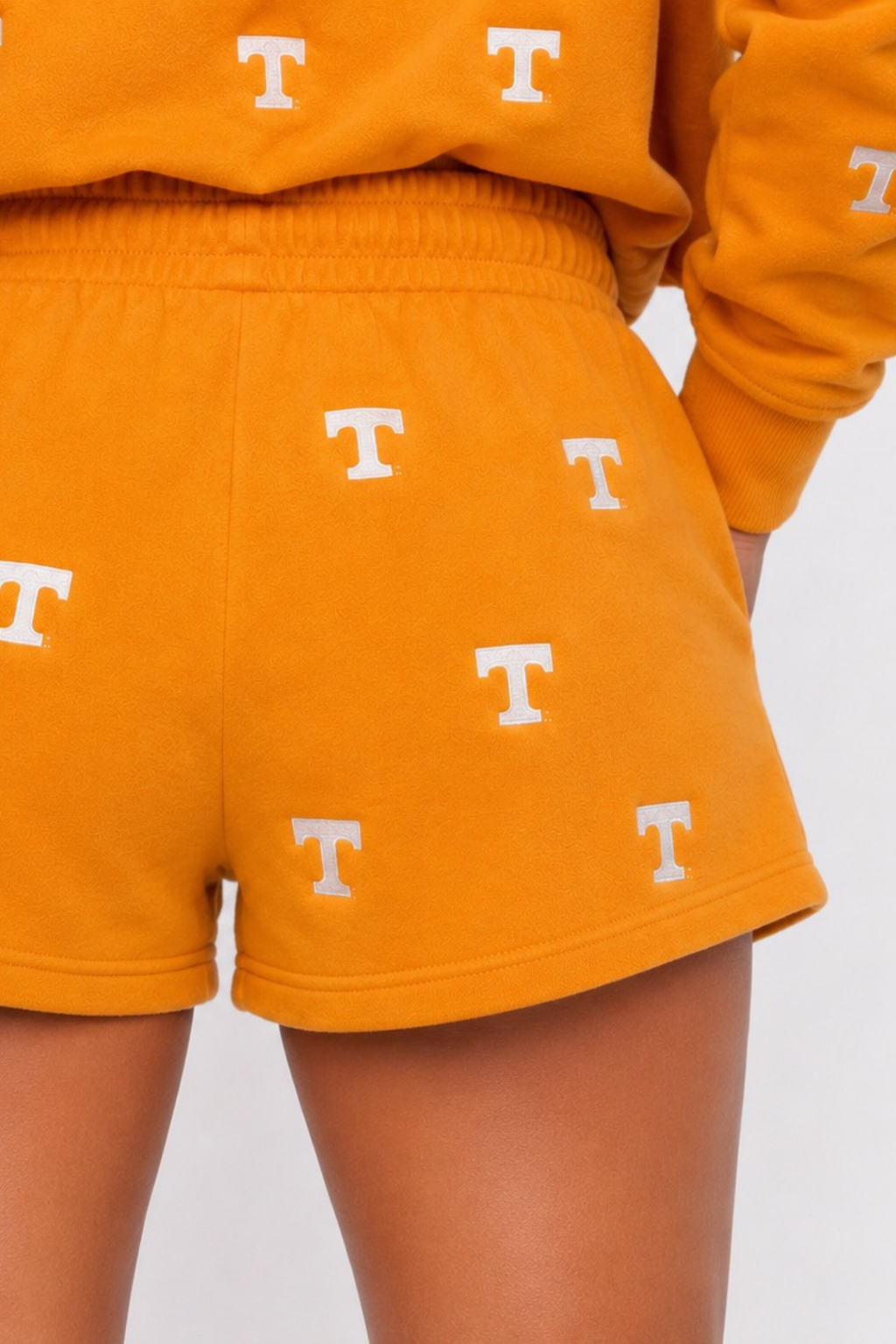 Tennessee Embroidered Fleece Shorts- Orange