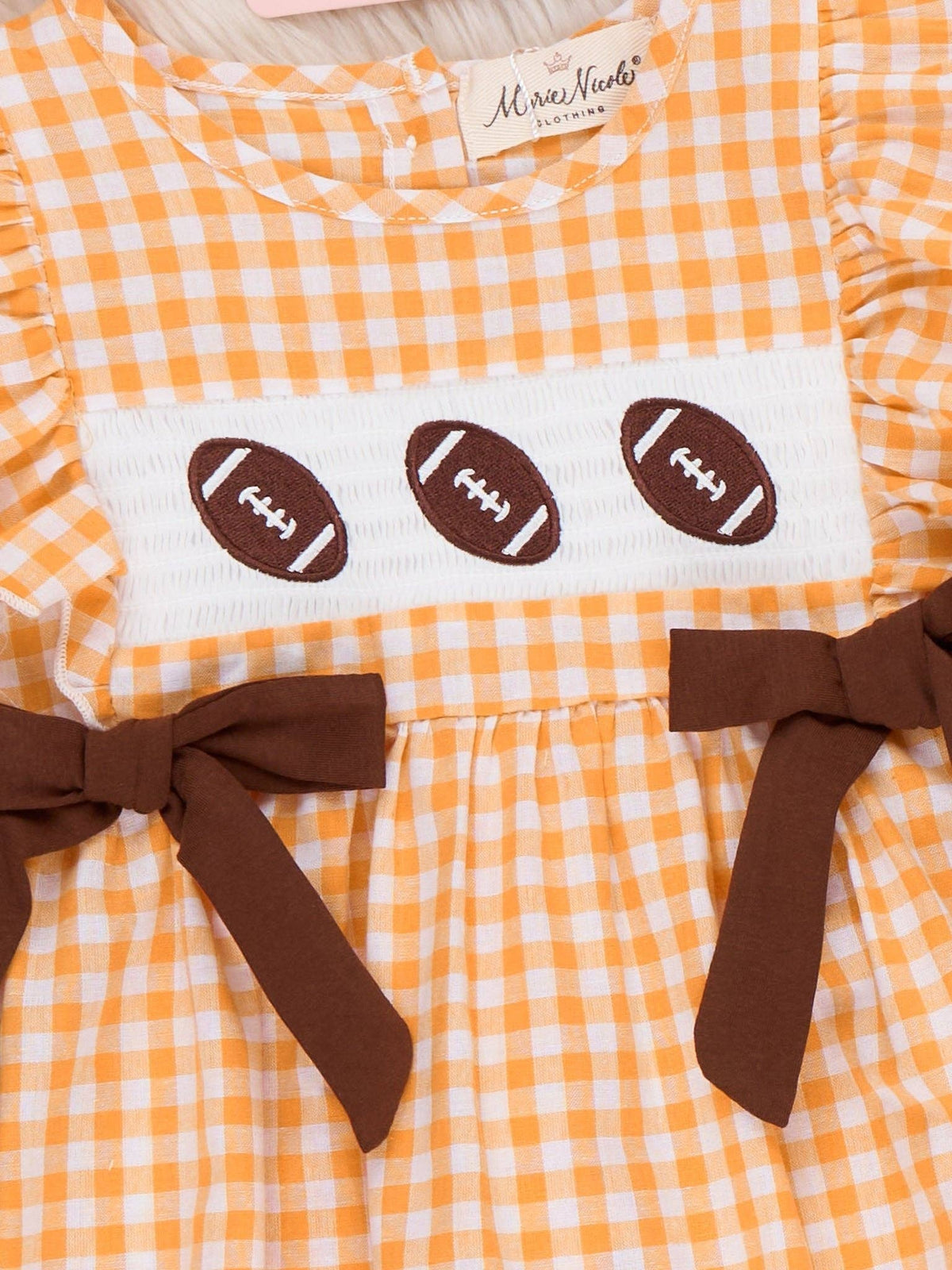 Football Gingham Dress- Orange/White