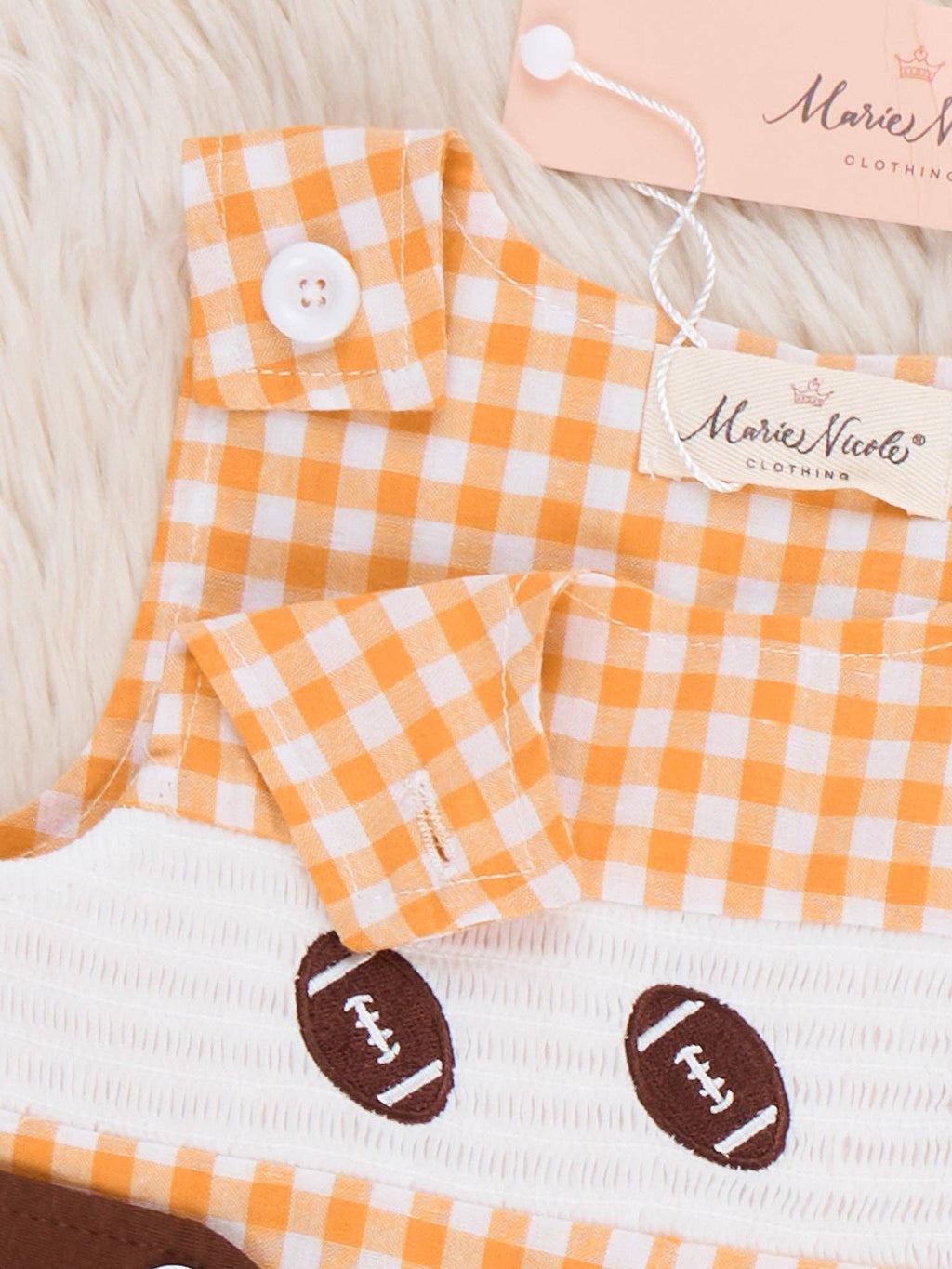 Football Gingham Johnny- Orange/White