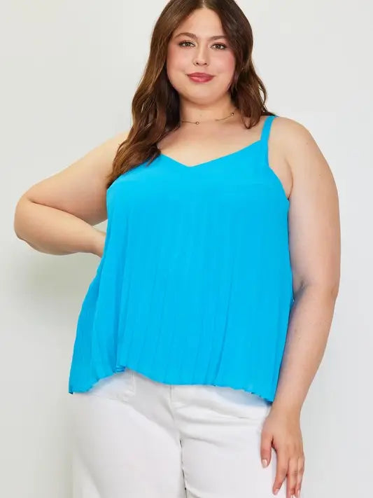 Plus Size Back Strap Detail Pleated Cami Top
