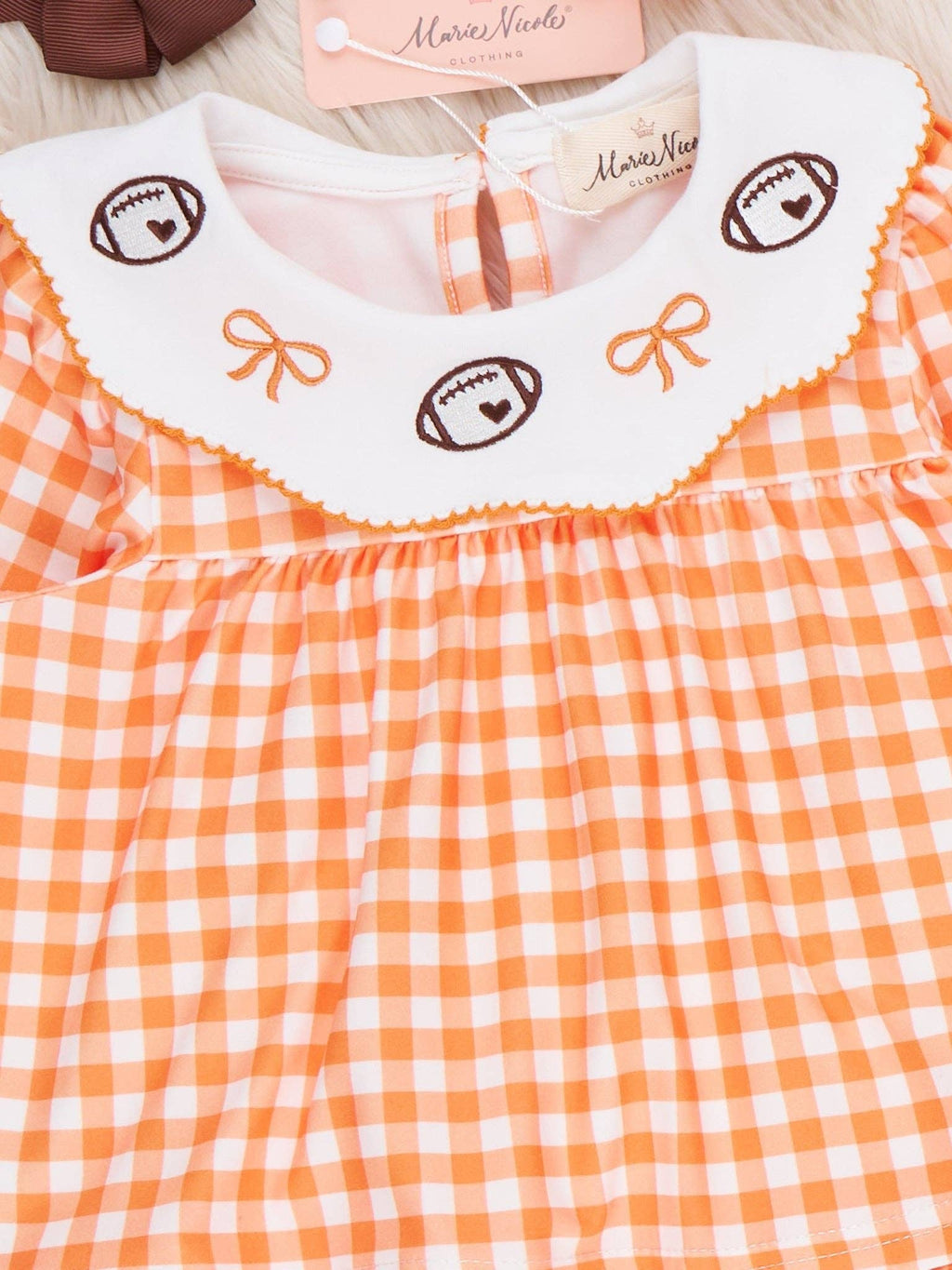 Football Scalloped Collar Outfit- Orange/White