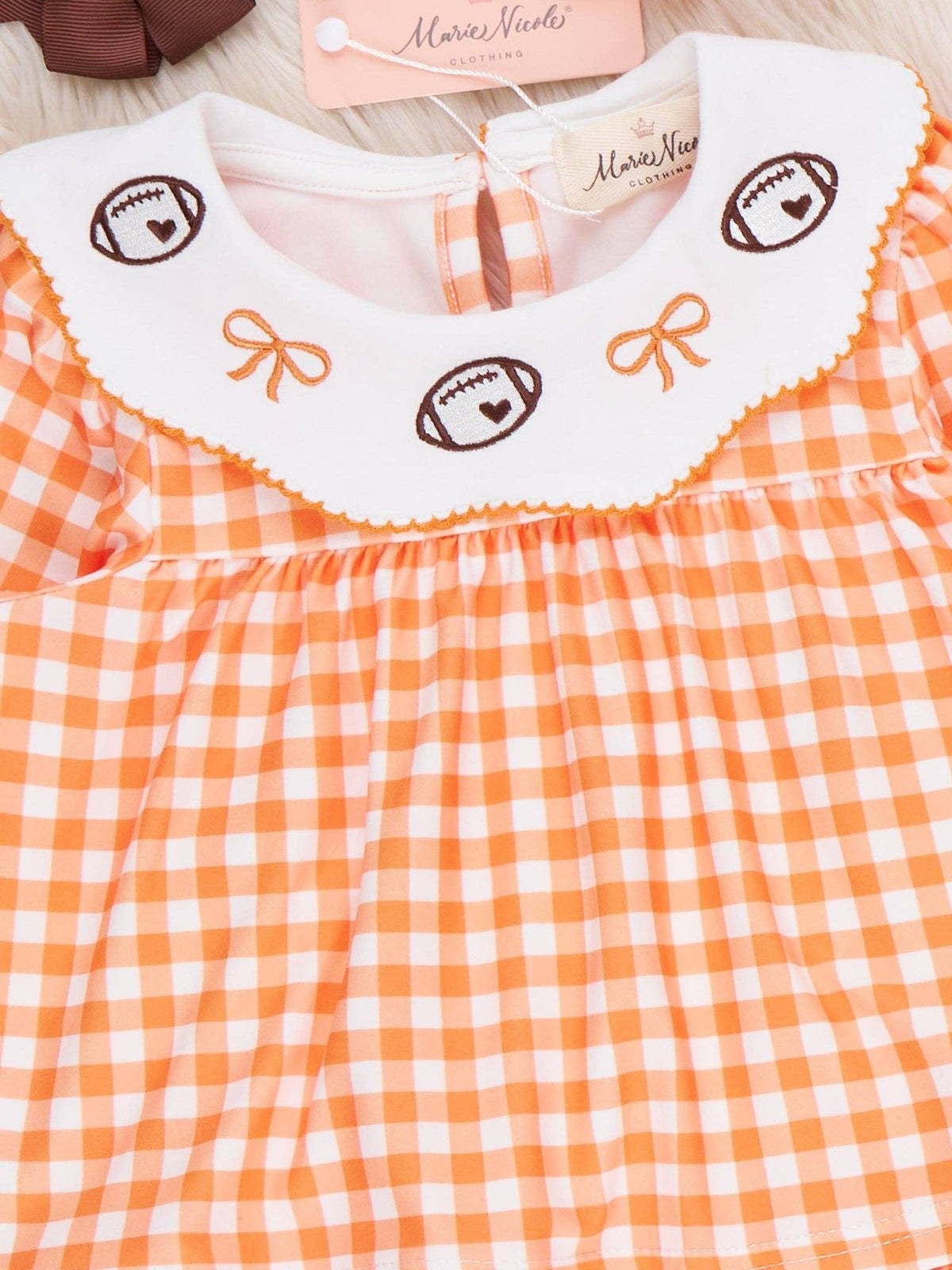 Football Scalloped Collar Outfit- Orange/White