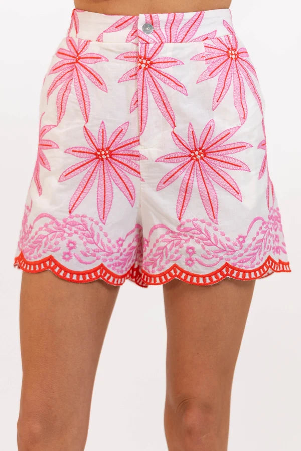Floral Shorts- Pink/Red