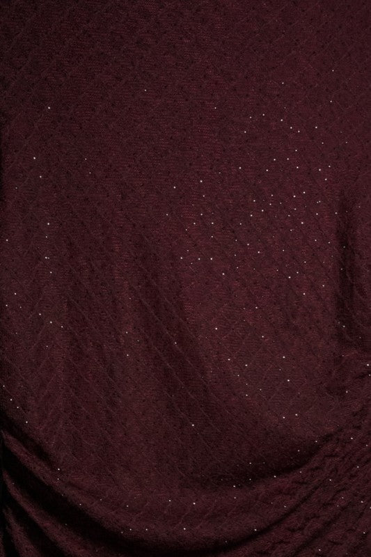 Rhinestone Knit Lace Top- Burgundy