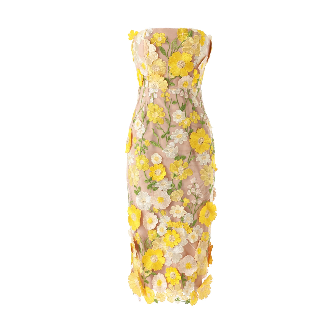 Floral Embroidered Slim Tube Dress