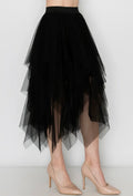 Lined Tiered Mesh Skirt