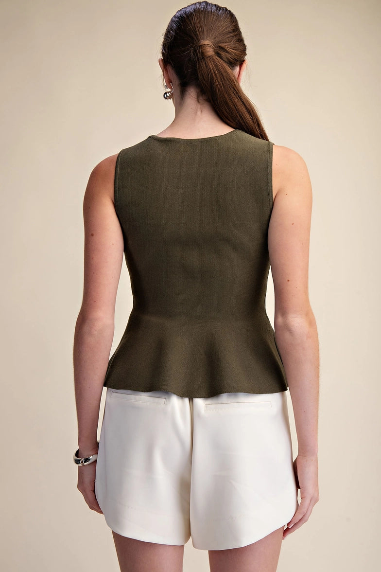 Peplum Sweater Top- Green