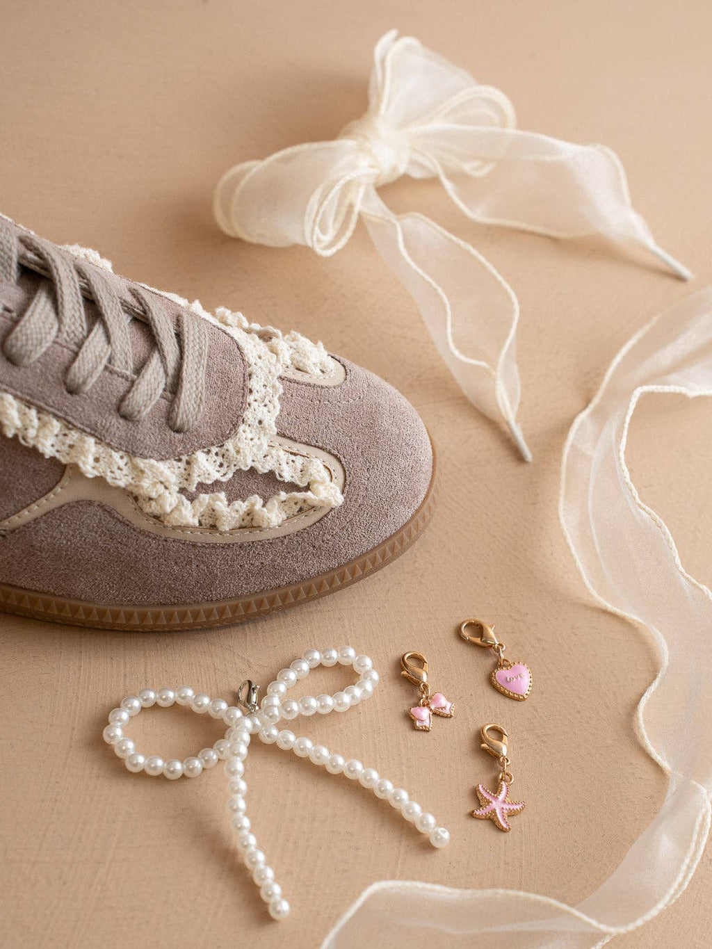 The April Dark Grey Lace-Trimmed Retro Sneaker