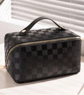 Vegan Leather Checkered Makeup Bag