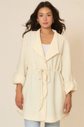 Crinkle Rib Textured Jacket- Cream