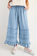 Ruffle Denim Pants- Light Denim