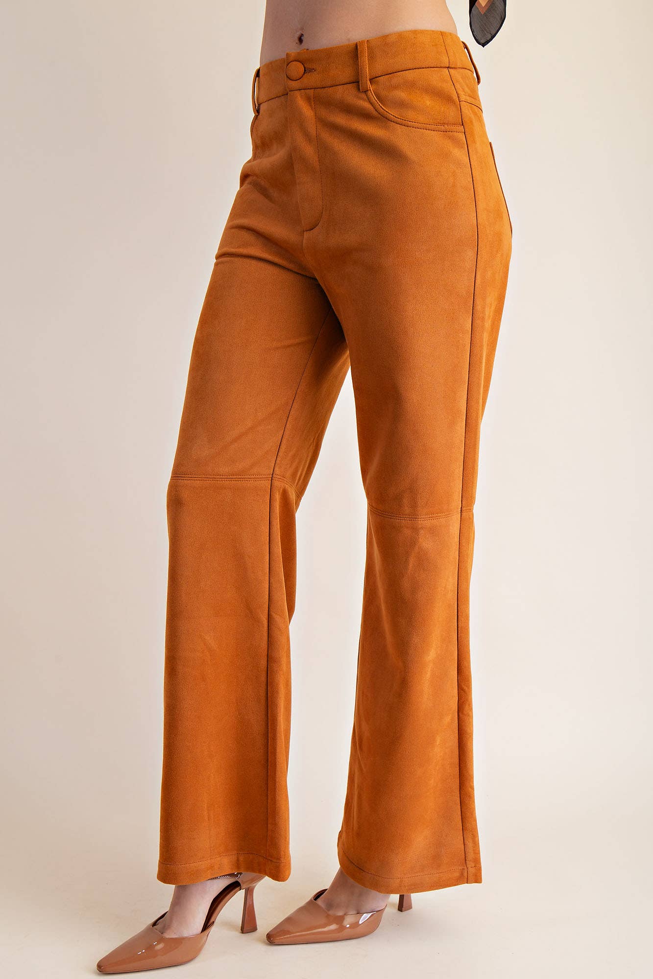 Straight Leg Suede Pants