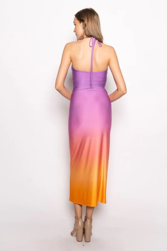 Halter Bead Maxi Dress- Ombre