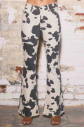 Cow Print Low Rise Flare Jeans
