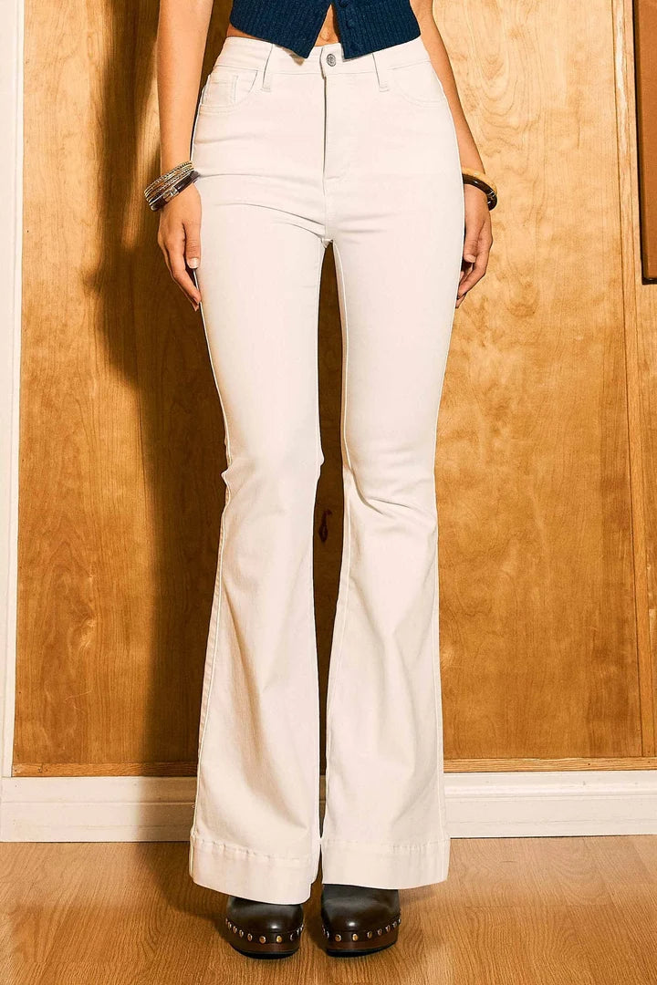 Knit Like Denim Flare Jeans- White