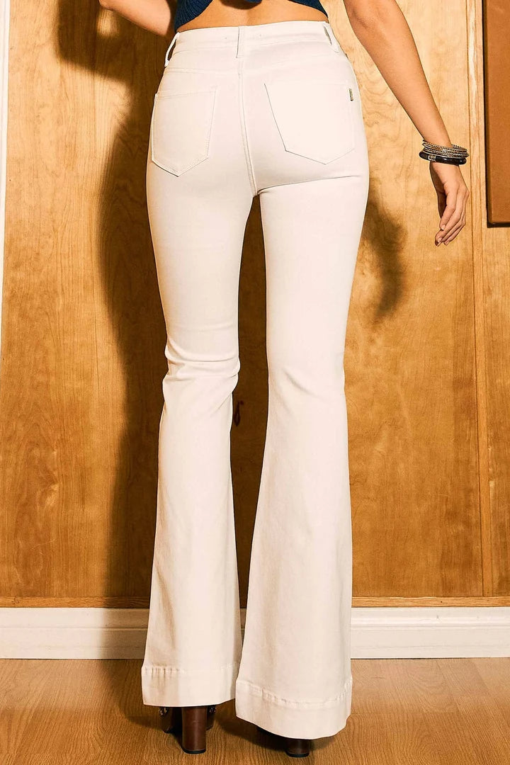 Knit Like Denim Flare Jeans- White