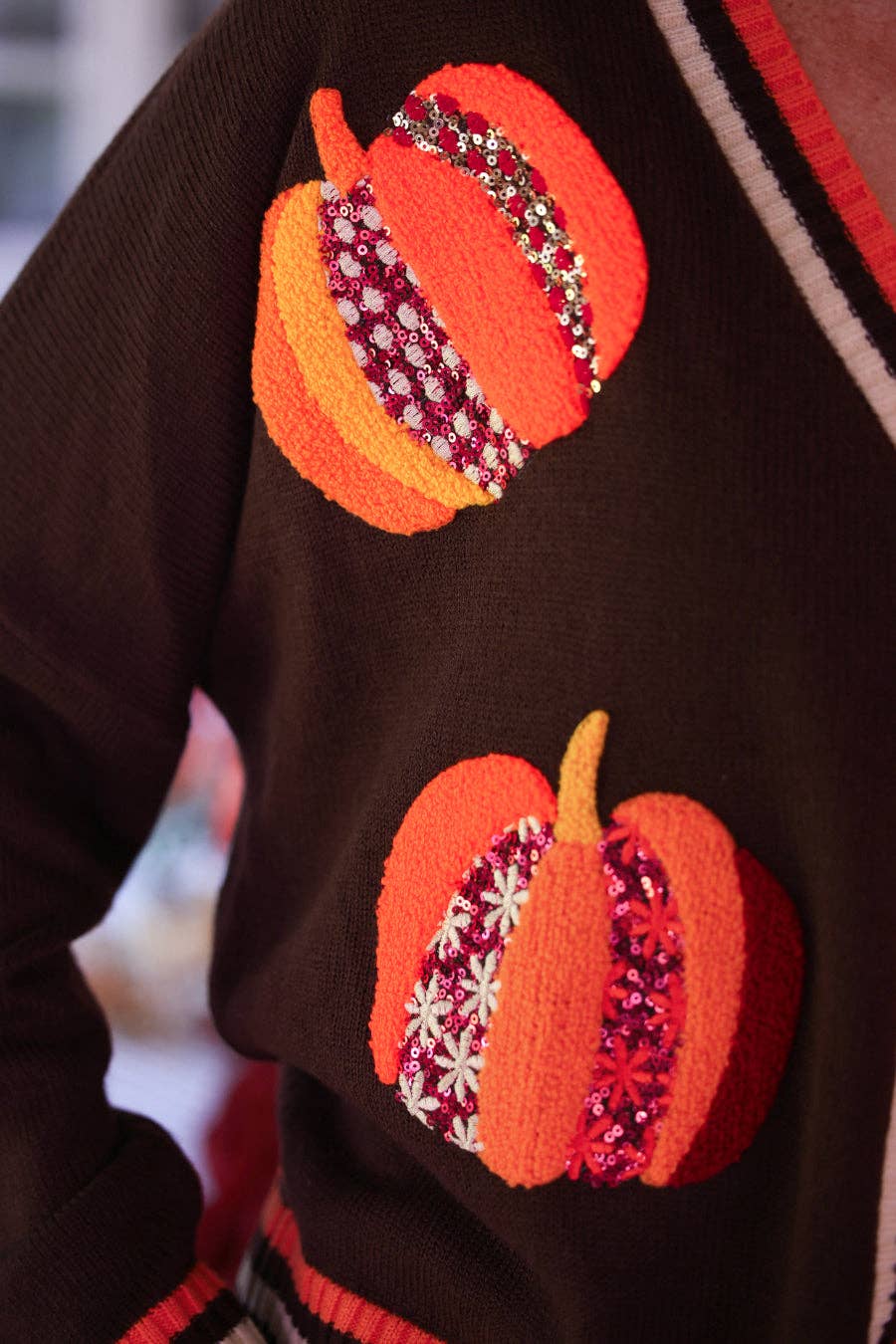 Pumpkin Patch Cardigan- Brown