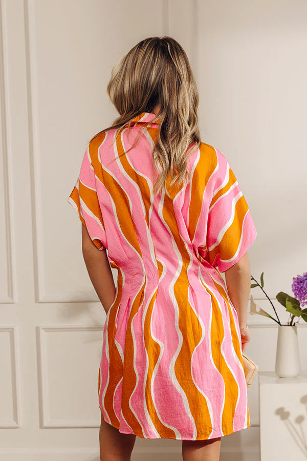 Catch My Drift Dress - Pink/Orange