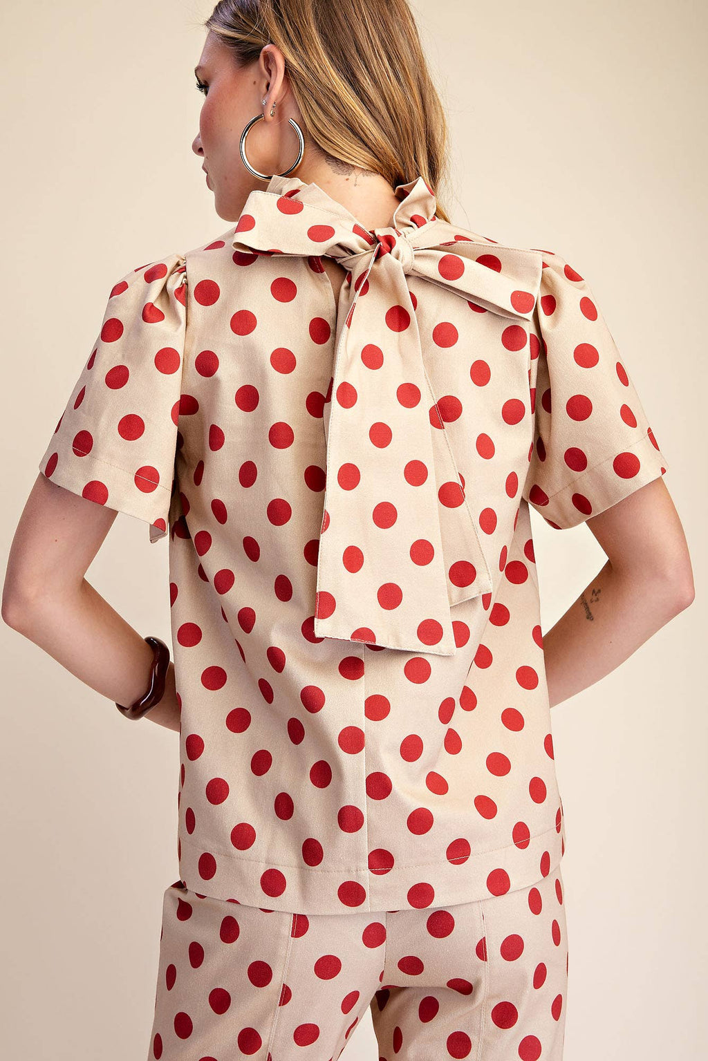 Polka Dot Ruffle Top