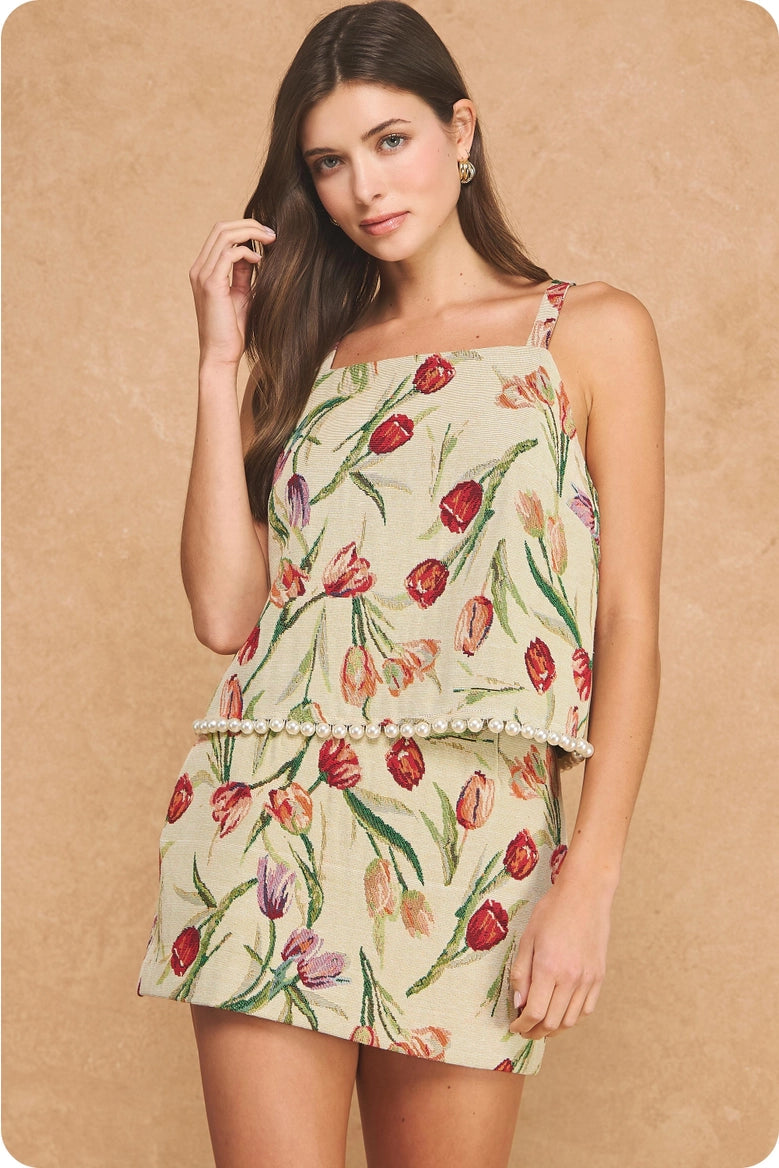 Floral Pearl Trim 2pc Set