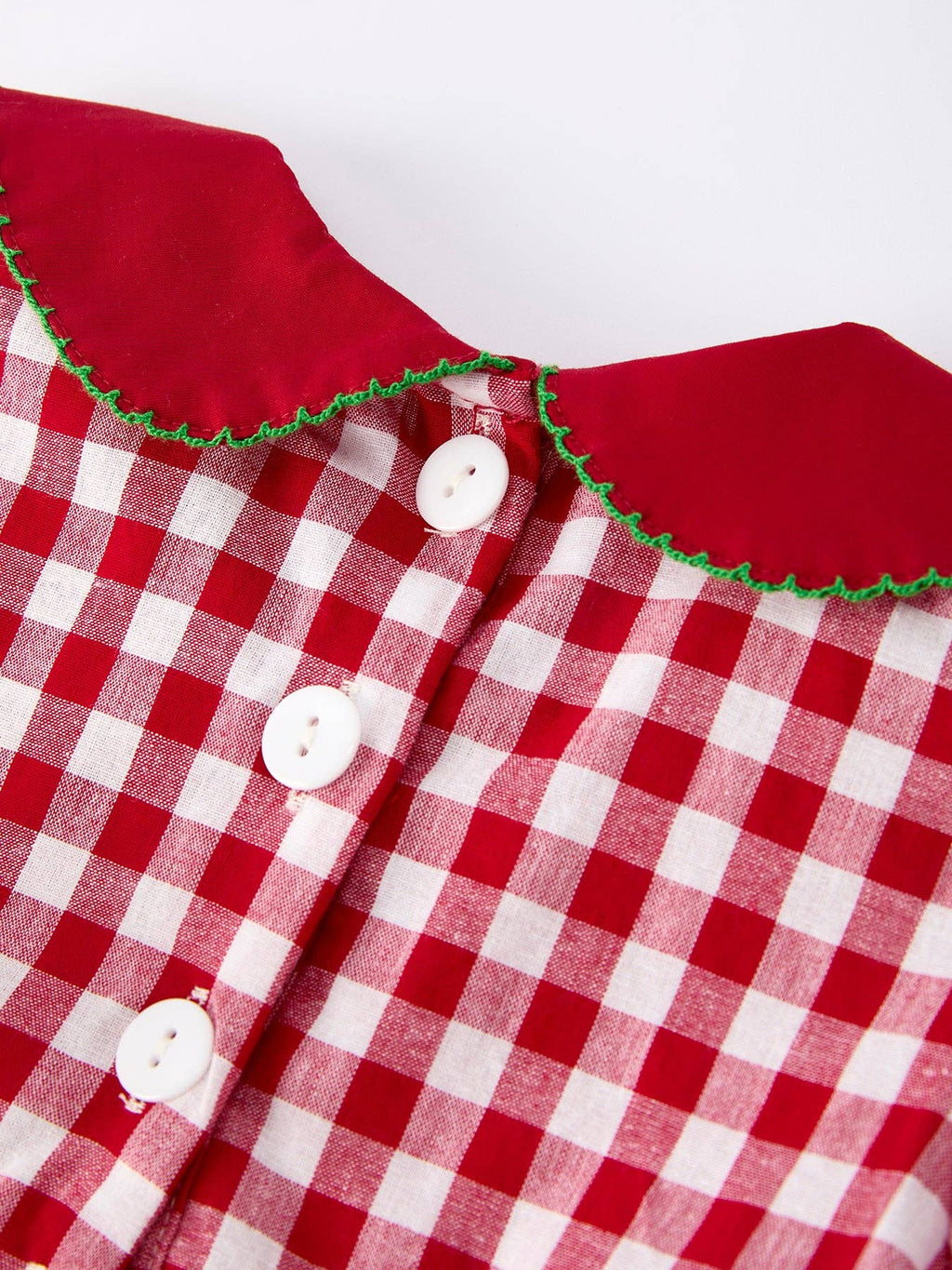 Christmas Plaid Dress with Tree Bow Accents- Red