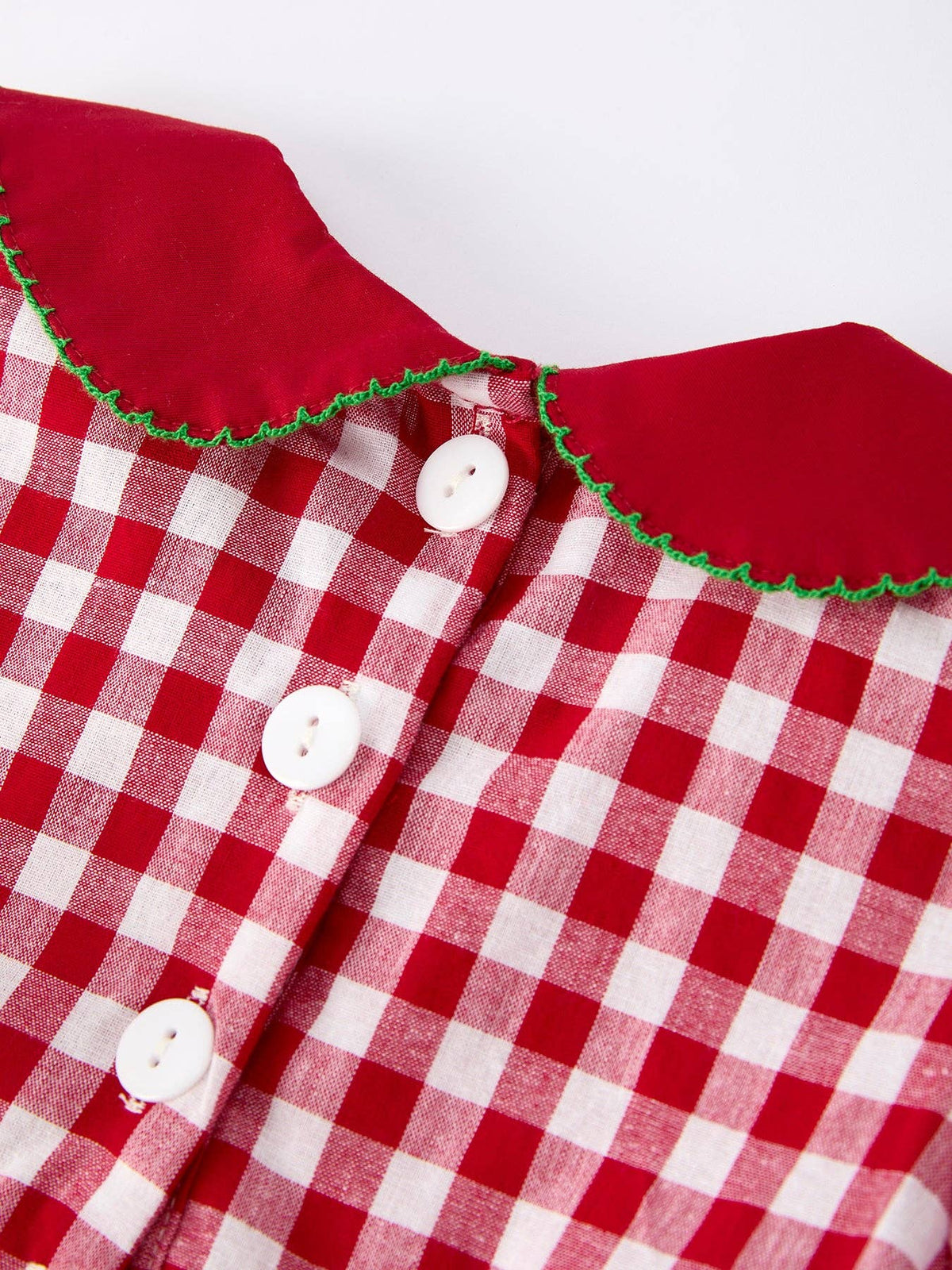 Christmas Plaid Dress with Tree Bow Accents- Red