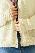 Long Sleeve Button Down Cardigan- Cream