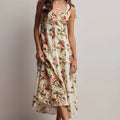 Floral Print Midi Dress- Cream