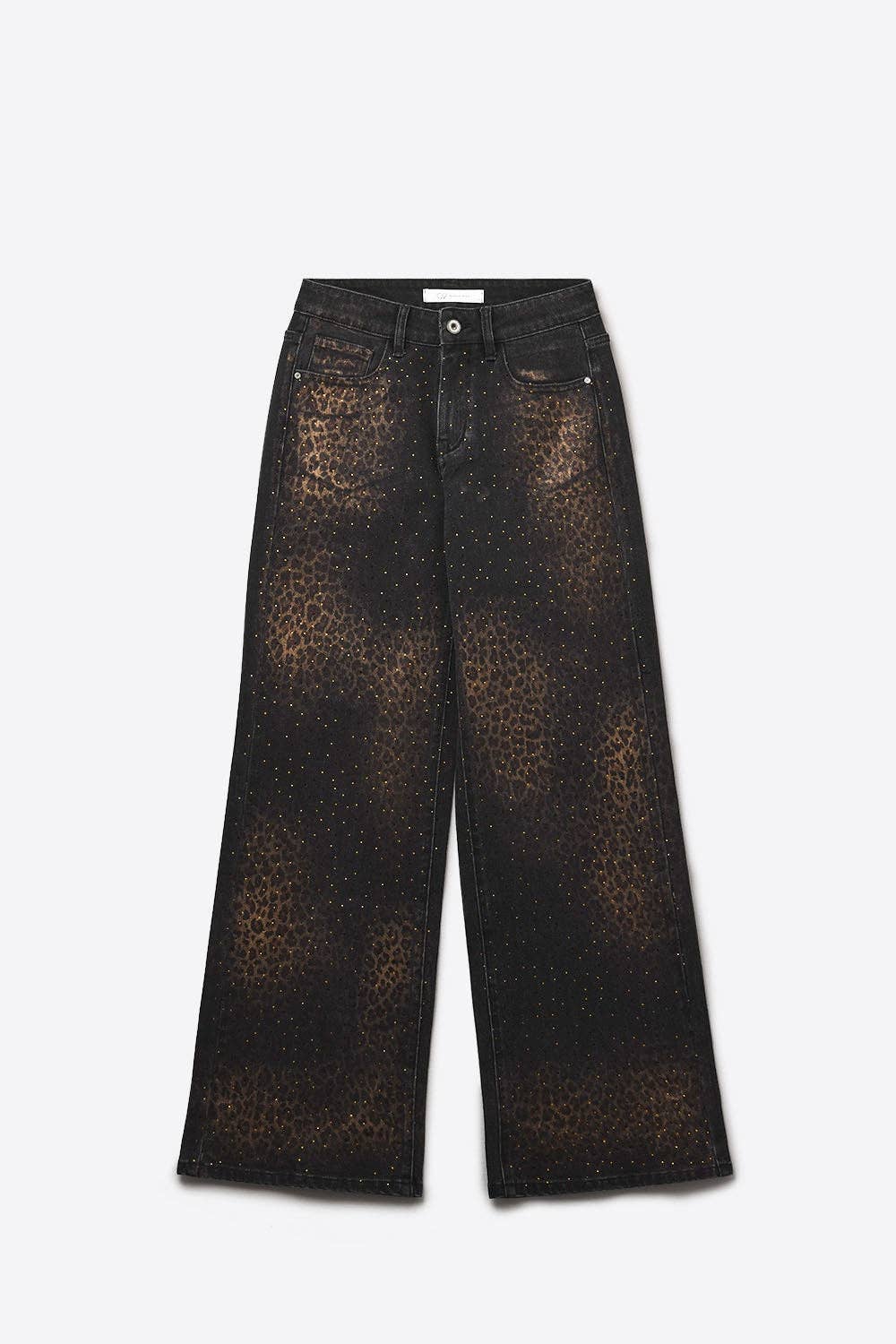 Leopard Print Straight-Leg Jeans- Black