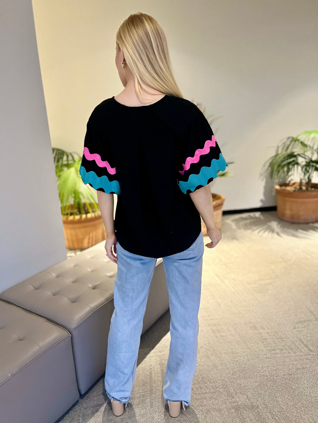 Ric Rac Sleeve Top (Black)