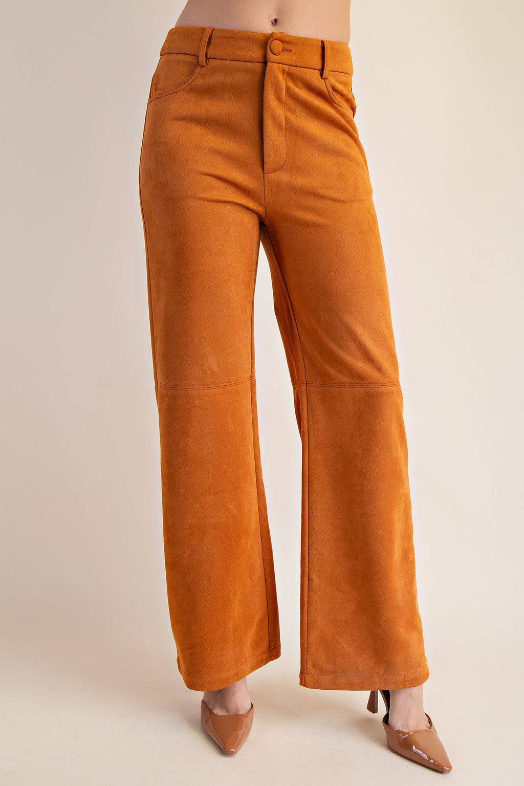 Straight Leg Suede Pants