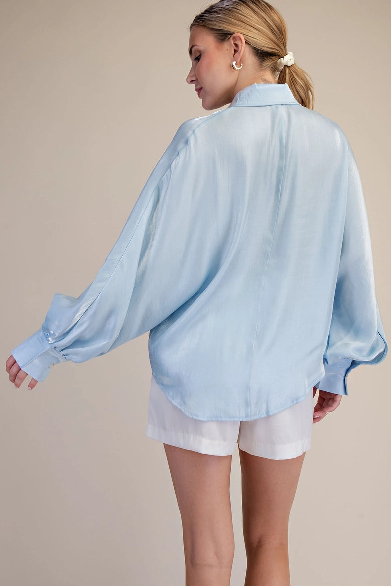 Voluminous Sleeve Blouse- Blue