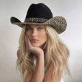 Pave Leopard Print Rhinestone Western Cowboy Hat- Black