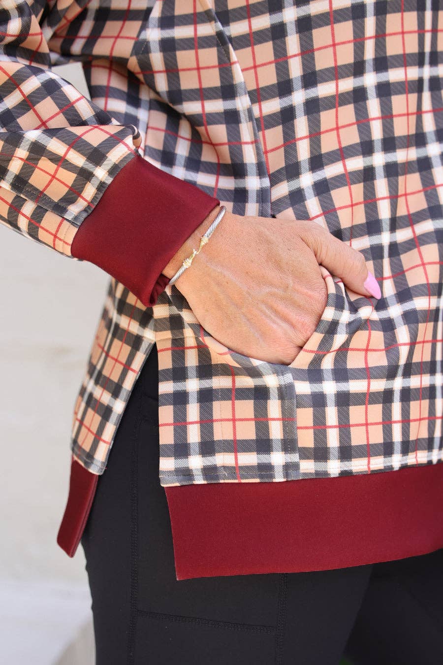 Quarter Zip Pullover- Multi Plaid