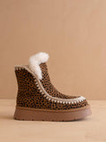 The Joyce Dark Cheetah Shearling Trim Platform Boot