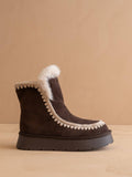 The Joyce Coffee Shearling Trim Platform Boot