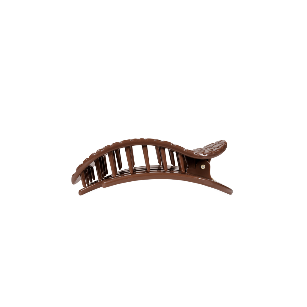 Flat Round Hair Clip- Brown Crocodile