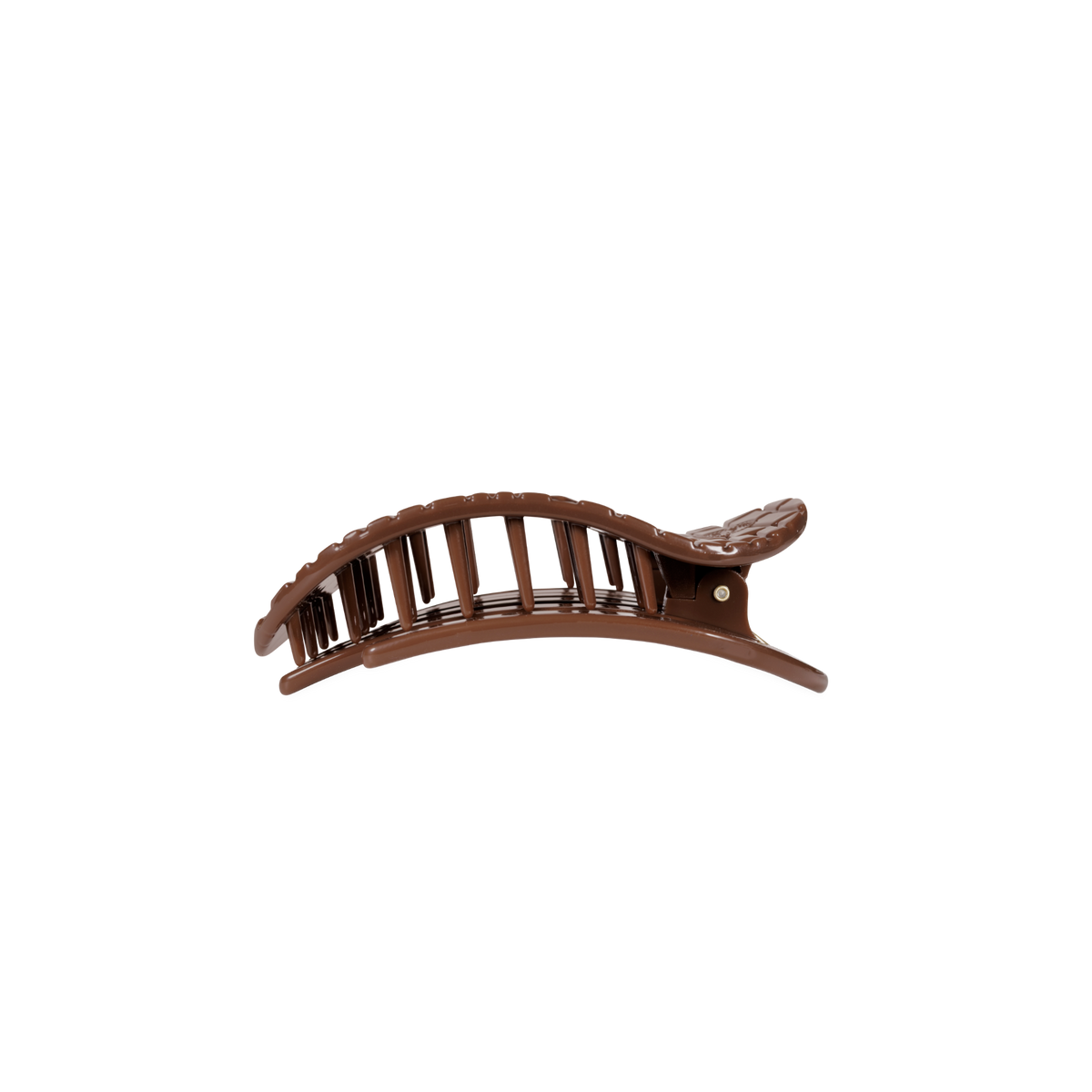 Flat Round Hair Clip- Brown Crocodile
