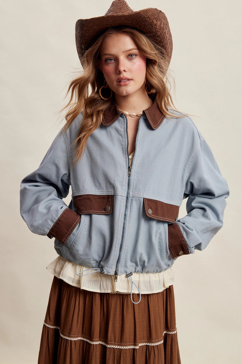 Western Utility Jacket- Blue/Brown