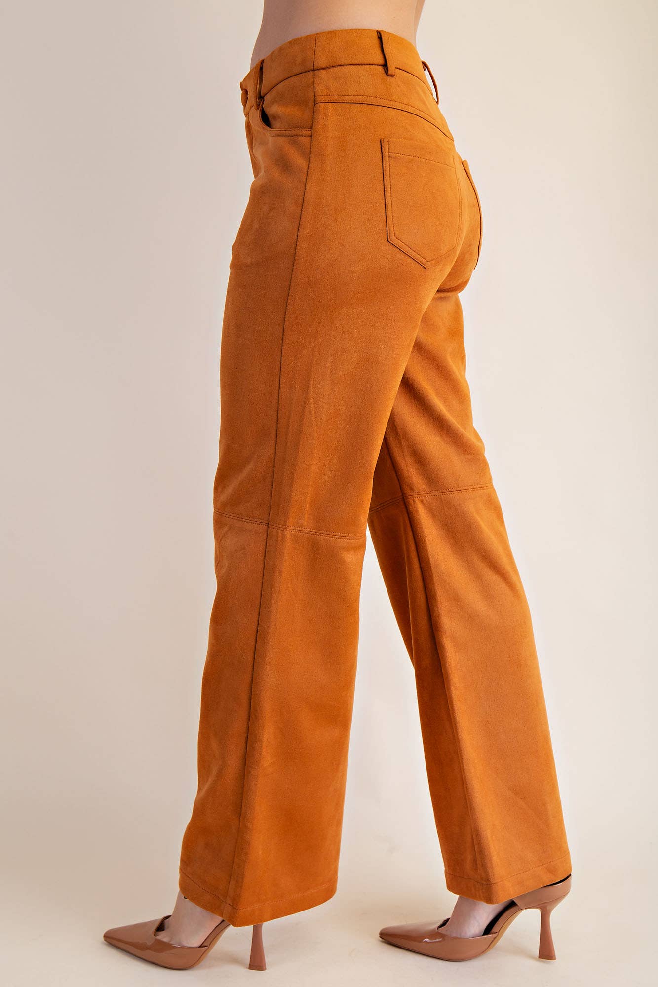 Straight Leg Suede Pants