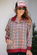Quarter Zip Pullover- Multi Plaid