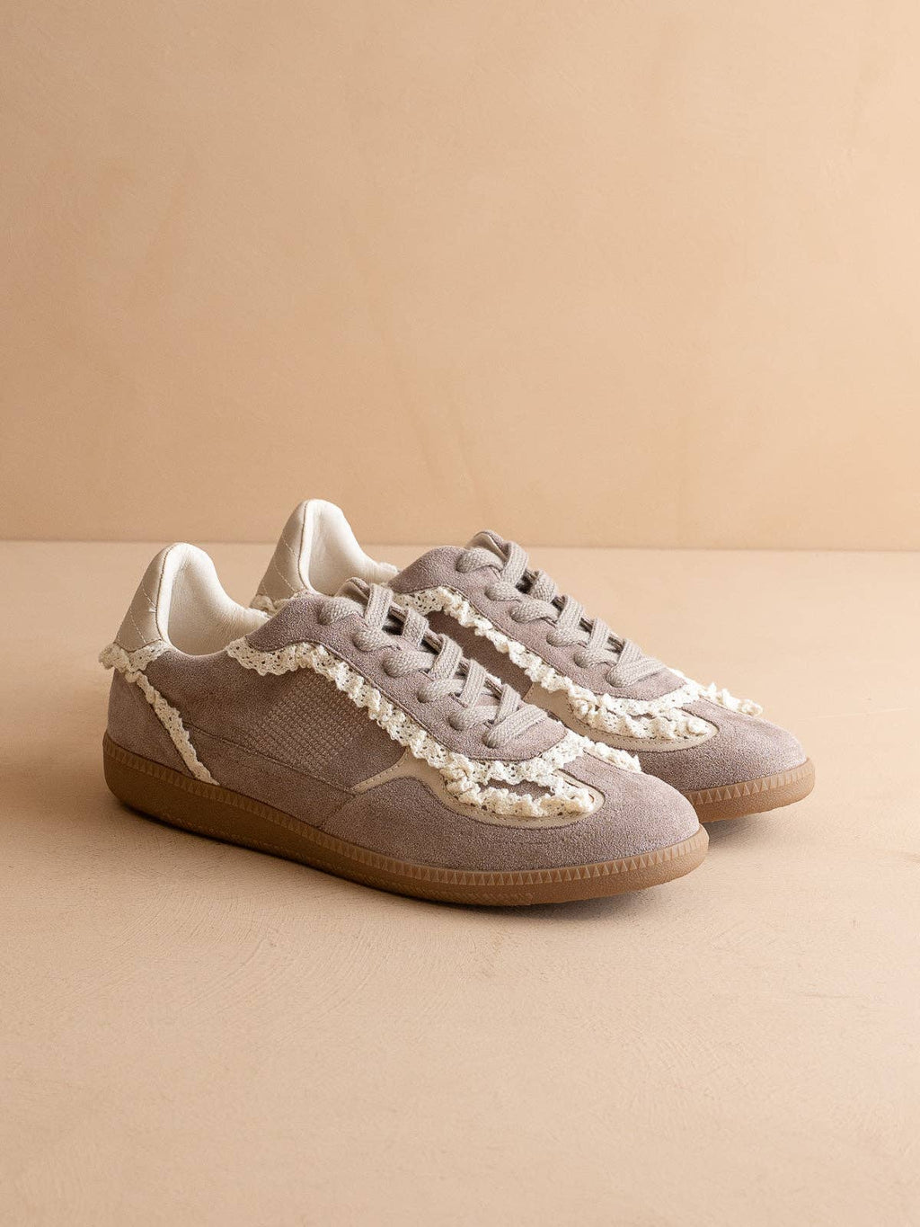 The April Dark Grey Lace-Trimmed Retro Sneaker